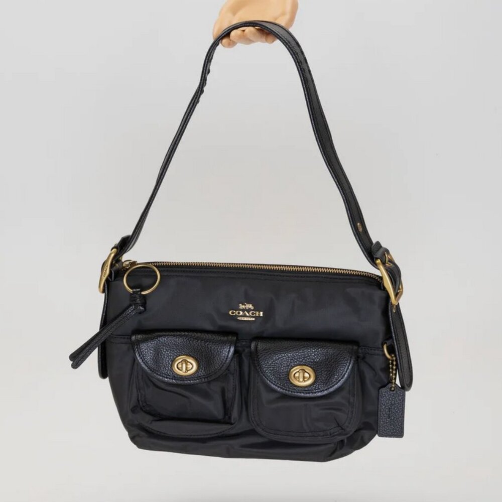 COACH Cargo Nylon Shoulder Bag Black 4080